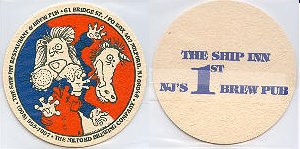 beer coaster from Shore Brewing Co ( NJ-SHIP-1 )