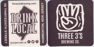 beer coaster from Tomfoolery Brewing Company ( NJ-THRE-2 )