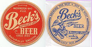 beer coaster from Becker Brewing Co. ( NY-BEK-1 )