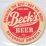 beer coaster from Becker Brewing Co. ( NY-BEK-2 )