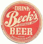 beer coaster from Becker Brewing Co. ( NY-BEK-4 )