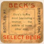 beer coaster from Becker Brewing Co. ( NY-BEK-6 )