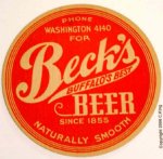 beer coaster from Becker Brewing Co. ( NY-BEK-7 )