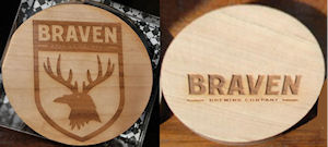 beer coaster from Brazen Brewing ( NY-BRAV-1 )