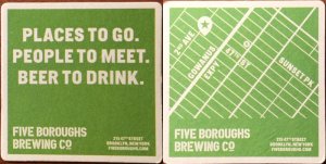 beer coaster from Five Star Brewing Co. ( NY-FIVE-3 )