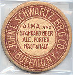 beer coaster from Schwarzenbach Brewing Co. ( NY-JLS-1C )