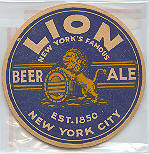 beer coaster from Liquid Shoes Brewing ( NY-LION-1 )