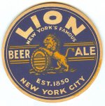 beer coaster from Liquid Shoes Brewing ( NY-LION-1B )