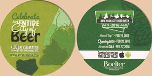 beer coaster from New York Gold Brewing Co ( NY-NYCB-2016 )