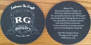 beer coaster from Return Brewing ( NY-RGIG-1 )