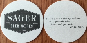 beer coaster from Sahm Brewing co. ( NY-SAGE-1 )