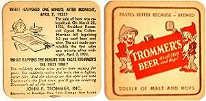 beer coaster from Trouble Brewing Co ( NY-TMR-87 )