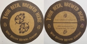 beer coaster from Wood Boat Brewery ( NY-WOLF-2 )