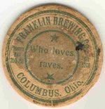 beer coaster from Frederick Bernhardt (Dover Brewing Co.) ( OH-FRA-3 )