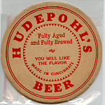 beer coaster from Hudepohl-Schoenling Brewing Co. ( OH-HUD-1 )