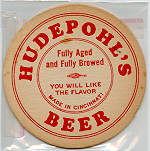 beer coaster from Hudepohl-Schoenling Brewing Co. ( OH-HUD-3 )