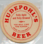 beer coaster from Hudepohl-Schoenling Brewing Co. ( OH-HUD-4 )