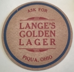 beer coaster from Laxton Hollow Brewing Works ( OH-LANG-1 )