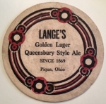 beer coaster from Laxton Hollow Brewing Works ( OH-LANG-3 )