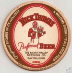 beer coaster from Milan Brewing Corp. ( OH-MIA-8 )