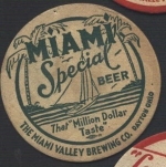 beer coaster from Milan Brewing Corp. ( OH-MIA-9 )