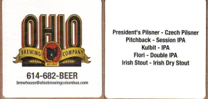 beer coaster from Ohio Union Brewing Co. ( OH-OHI-6 )