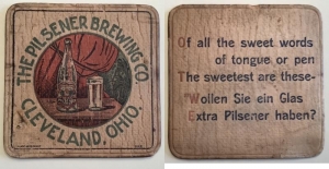 beer coaster from Pilsener Brewing Co. ( OH-PIL-10 )