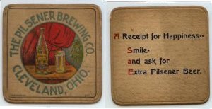 beer coaster from Pilsener Brewing Co. ( OH-PIL-2 )