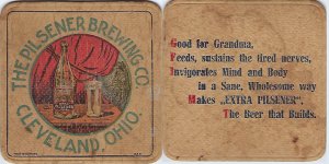 beer coaster from Pilsener Brewing Co. ( OH-PIL-9 )