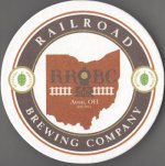 beer coaster from Random Precision Brewing Co. ( OH-RAIL-1 )