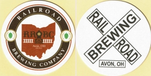 beer coaster from Random Precision Brewing Co. ( OH-RAIL-2 )