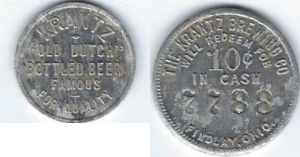 beer token/coin from Kuebeler-Stang Brewing & Malting ( OH-KRA-TOK-1 )