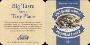 beer coaster from Creemore Springs Brewing ( ON-CREE-70 )