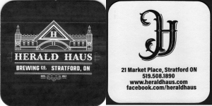 beer coaster from Heritage Brewing Ltd. ( ON-HERA-3 )