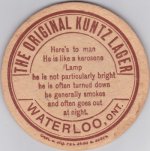 beer coaster from Kuntz., H. Brewery (Henry Kuntz Dominion Brewery) ( ON-KNTZ-1 )