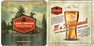 beer coaster from Lake of the Woods Brewing Co. Ltd. ( ON-LAKO-16 )