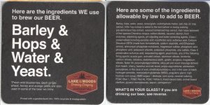 beer coaster from Lake of the Woods Brewing Co. Ltd. ( ON-LAKO-5 )