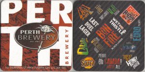 beer coaster from Pie Eyed Monk Brewery (Lindsay Brewing Co.) ( ON-PERT-6 )