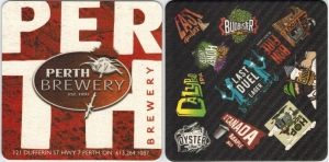 beer coaster from Pie Eyed Monk Brewery (Lindsay Brewing Co.) ( ON-PERT-9 )