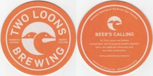 beer coaster from Two Water Brewing Co.  ( ON-TWOL-1 )