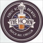 beer coaster from HRL Brewery & Pubbery ( OR-HORN-1 )