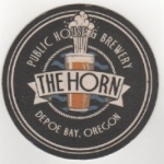 beer coaster from HRL Brewery & Pubbery ( OR-HORN-3 )