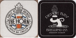 beer coaster from HRL Brewery & Pubbery ( OR-HORN-4 )