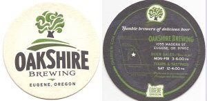 beer coaster from Obelisk Beer Co. ( OR-OAK-2 )