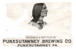 beer label from Puraqua Products & Ice Co. ( PA-PUNX-LAB-1 )