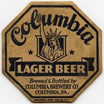 beer coaster from Columbia Brewing Company ( PA-COLB-1 )