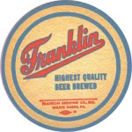 beer coaster from Fred Feil Brewing Co ( PA-FRAN-3 )