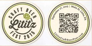 beer coaster from Little Log Cabin Brewing Co.  ( PA-LITZ-2015 )