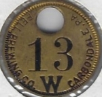 beer token/coin from Fernwood Brewing Co ( PA-FELL-TOK-1 )