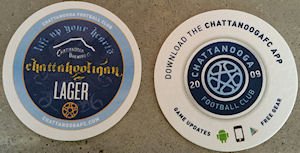 beer coaster from City Brew Brewery & Restaurant ( TN-CHAT-2 )